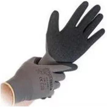 HYGOSTAR Skill Rękawice Robocze Szare/Czarne Rozmiar S Nylon Cienka Dzianina Powłoka Polimerowa 1/4 Dip 12 Sztuk 33986