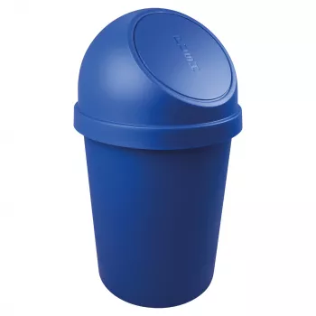 helit Okrągły kosz na śmieci z pokrywą uchylną, 45 litrów, niebieski, polipropylen, Ø400 mm x wys. 700 mm (H2401334)