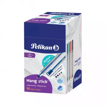 Długopis kulkowy Pelikan Hang Stick, przezroczysty, różne kolory tuszu, 1,0 mm, jednorazowy 400197418