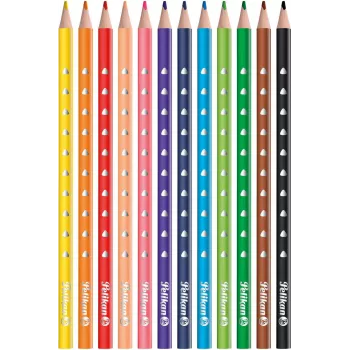 Pelikan 700634 Zestaw kredek kolorowych, 12 sztuk, różne kolory, sześciokątny drewniany korpus, wkład 3,3 mm odporny na złamanie