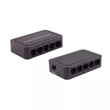 SHIVERPEAKS BS08-01110 5-portowy niezarządzany przełącznik Fast Ethernet na biurko, 10/100 Mbps, czarny