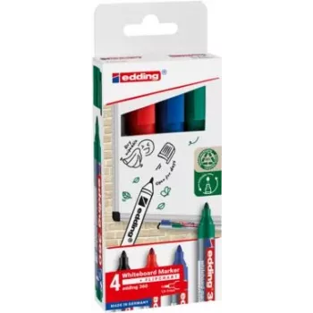 EDDING 360 Markery do tablic suchościeralnych, różne kolory, 1,5-3,0 mm, 4 sztuki (4-360-4-2)