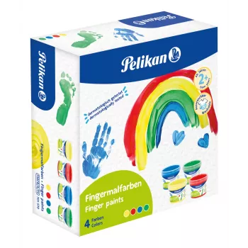 Pelikan Farby do malowania palcami Basic Colours, 4-pak na bazie wody, testowane dermatologicznie, łatwe do usunięcia - 1 sztuka (701570)