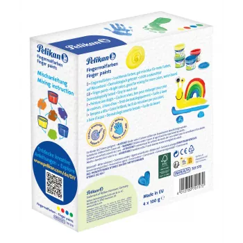 Pelikan Farby do malowania palcami Basic Colours, 4-pak na bazie wody, testowane dermatologicznie, łatwe do usunięcia - 1 sztuka (701570)