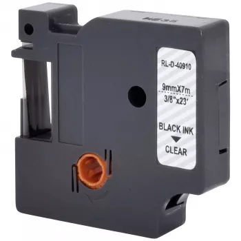 Renkforce RF-LT-D40910 Kompatybilna taśma etykietująca do DYMO D1 - 40910, 9 mm, przezroczysta, czarna, 7 m RF-6027842