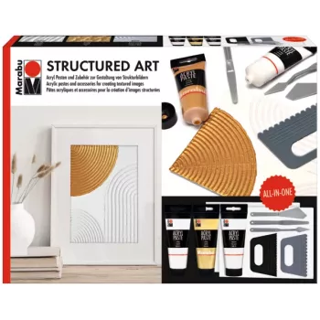 Marabu STRUCTURED ART Zestaw pasty strukturalnej akrylowej, 3 x 100 ml, biały, na bazie wody, kremowo-pastowata, matowe wykończenie 1202000000088