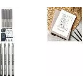 Faber-Castell EBERHARD FABER Pigment Liner czarny zestaw 4-częściowy (0,1, 0,3, 0,5, 0,7 mm) wodoodporny światłotrwały permanentny 558104