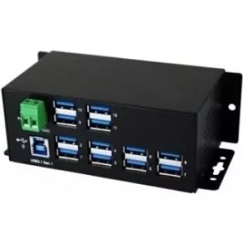 EXSYS EX-1112HMS 12-portowy przemysłowy hub USB 3.2 Gen 1 na szynę DIN