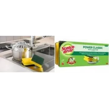Scotch-Brite Classic Zmywak do garnków, 3-pak, wyjątkowo mocne włókno non-woven, pasek chroniący paznokcie 34-2000-0254-0