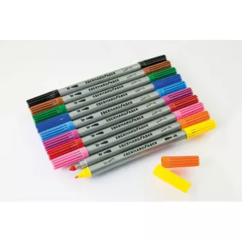 Faber-Castell Eberhard Faber COLORI Zestaw Pisaków Dwustronnych, 10 Różnych Kolorów, Końcówki 2,0 mm Cienka i 3,0-4,0 mm Gruba, Etui Kartonowe 550010
