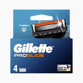 Gillette ProGlide męskie wkłady do maszynki, 4 wkłady, 5 ostrzy antyfrykcyjnych + precyzyjny trymer, Lubrastrip, kompatybilne z rączkami Fusion5 8001090456366