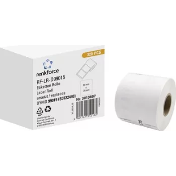 Renkforce RF-6027794 Kompatybilna rolka etykiet papierowych DYMO 99015, 70 x 54 mm, biała, klej trwały, 320 etykiet