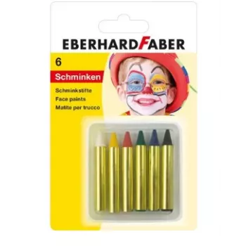FABER-CASTELL EBERHARD FABER Kredki do malowania twarzy, krótkie, 6 kolorów, wysoka intensywność, testowane dermatologicznie, 1 zestaw (579106)