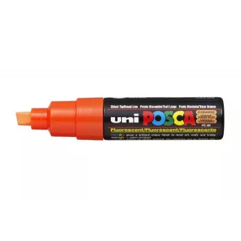 Marker pigmentowy POSCA PC-8K Neon Orange z końcówką dłutową, szerokość linii 8,0 mm, tusz na bazie wody, 1 sztuka PC8K O FLUO
