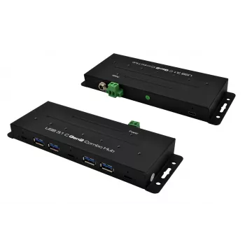 EXSYS EX-1247HMVS 7-portowy przemysłowy hub USB 3.2 Gen 2 z montażem na szynie DIN