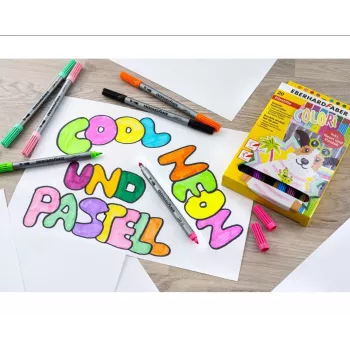 Faber-Castell Eberhard Faber COLORI Pisaki dwustronne, 20 różnych kolorów, 2,0 mm i 3,0-4,0 mm, etui kartonowe 550020