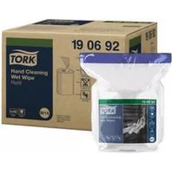 TORK 190692 Premium chusteczki do czyszczenia rąk, 58 szt., 300 x 270 mm, bez rozpuszczalników, pH-neutralne, aloes i gliceryna, pojemnik z zamknięciem