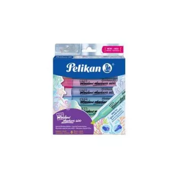 Pelikan Markery do Okien 600, 8 sztuk w tekturowym etui, różne kolory, na bazie wody, zmywalne na mokro do szkła, luster, okien - 1 zestaw (400205347)