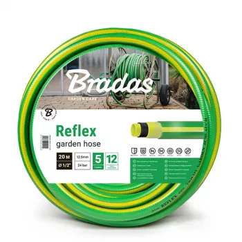 Bradas REFLEX Wąż ogrodowy, 1/2 cala, 50 m, 5-warstwowy ze wzmocnieniem poliestrowym TRICOT, zielono-żółty WFR1/250