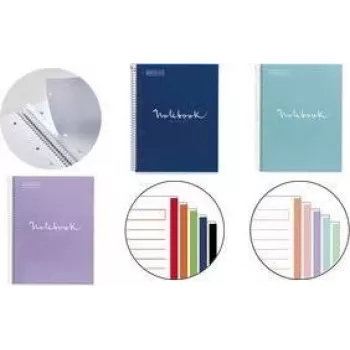MIQUELRIUS College Block Notebook EMOTIONS, DIN A4, morski, w kratkę, 120 kartek, 90 gsm, oprawa spiralna, perforowany, dziurkowany na 4 otwory MR46063