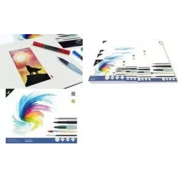 Blok papieru akwarelowego KANGARO K-5301, 170 x 240 mm, 16 arkuszy, 300 g/m², kremowobiały, klejony z 3 stron