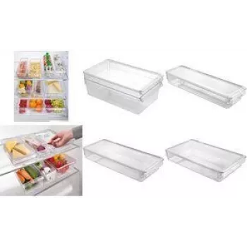 Metaltex Frigo-System Organizer, mały, z pokrywką, przezroczysty, polistyren PS, 1 sztuka (235412000)