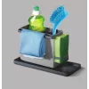 Metaltex Tidytex Organizer Zlewozmywakowy, Plastikowy, Szary, 2 Wysuwane Uchwyty na Gąbki i Ściereczki 297530109