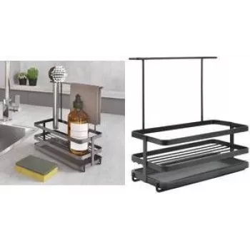 Metaltex Tokyo LAVA organizer na zlew, matowy czarny, metal, odporny na rdzę, odporny na uderzenia, 1 sztuka 352902000