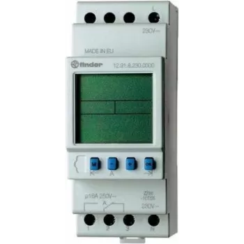 Finder 12.91.8.230.0000 Cyfrowy przełącznik czasowy, szyna DIN, 1 styk przełączny, 16 A, 230 V AC, program dzienny