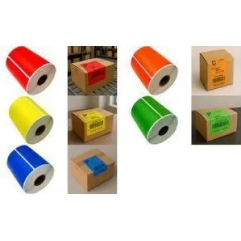 RILLPRINT 67841 Czerwone etykiety rolkowe termiczne bezpośrednie 102 x 152 mm, klej trwały, do drukarek Zebra, 1 rolka