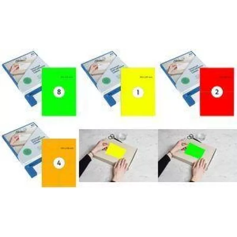 rillprint Etykiety fluorescencyjne 105 x 148 mm czerwone samoprzylepne do drukarek atramentowych, laserowych, kolorowych laserowych - 1 arkusz (B84222)