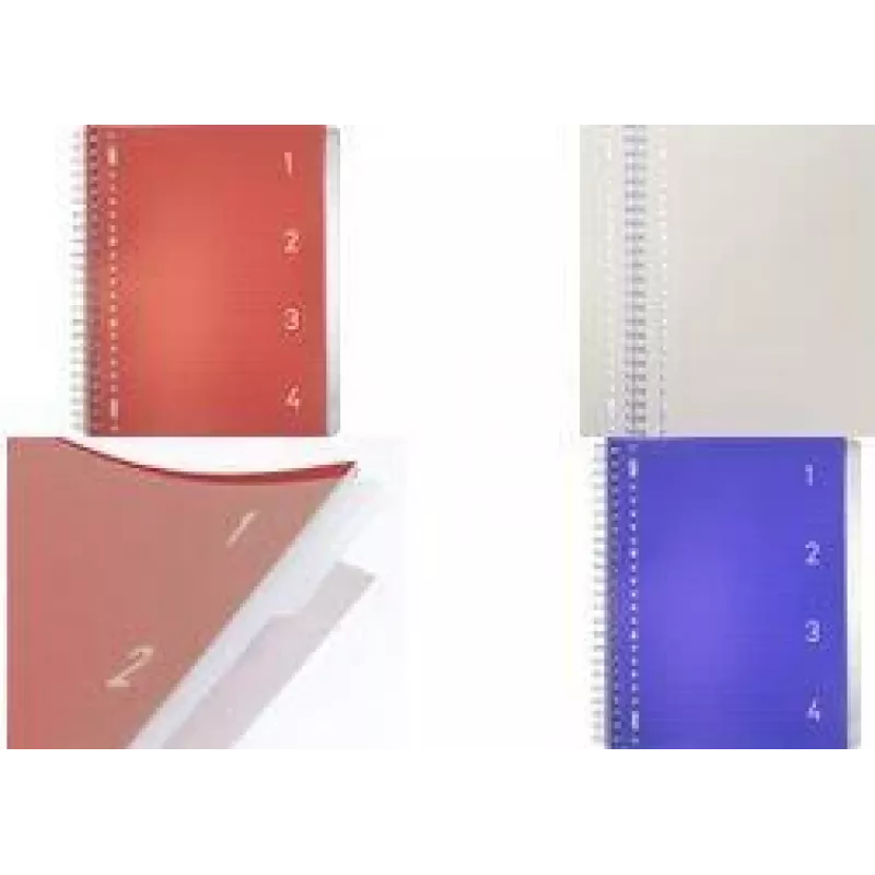 Kangaro College Block 4-in-1, DIN A4, 100 kartek, w linie, czerwona okładka PP, papier 80 gsm, 4 ruchome przekładki - 1 sztuka (K-58380)