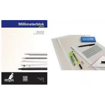 Blok papieru milimetrowego Kangaro A3, 80 g/m², 25 arkuszy, biało-pomarańczowa siatka 1 mm (K-5595)