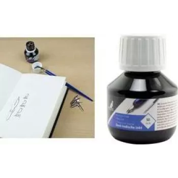 KANGARO K-7950 Czarny tusz do rysowania, 50 ml butelka szklana, wysokiej jakości tusz pigmentowy do sztuki, rysunku technicznego, kaligrafii