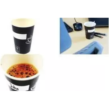 KANGARO Ekologiczny papierowy kubek do picia 180 ml Czarno-biały Napoje gorące i zimne (1 szt.) K-157001