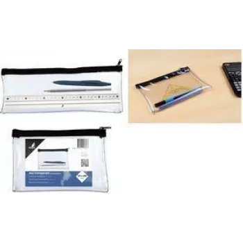 KANGARO K-56201 Przezroczyste piórnik, 330 x 125 mm, zamek błyskawiczny, PVC