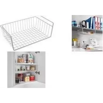 Metaltex Babatex wiszący kosz pod półką, metal powlekany tworzywem sztucznym, biały, 300 x 260 x 140 mm 363830014