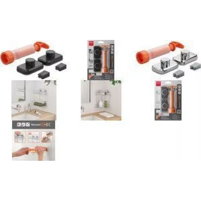 Zestaw haczyków Metaltex VacuumFix, matowy czarny, 2 haczyki, bez wiercenia, obciążenie 3 kg 404998000