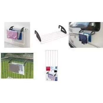 Metaltex Click Suszarka do Ubrań na Kaloryfer i Balkon, Srebrno-Czarny, 3 m Długości Suszenia, Składana, Stal Powlekana Epoksydowo, 5 Prętów 405810039