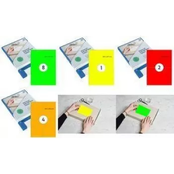 RILLPRINT B84312 Fluorescencyjne pomarańczowe etykiety samoprzylepne 70 x 37 mm, A4, 24 etykiety/arkusz, 100 arkuszy (2400 etykiet), atramentowe/laserowe