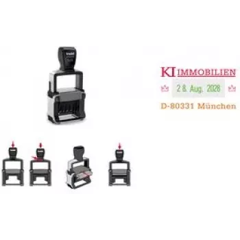 Trodat Professional 4.0 5430 Samotuszujący Datownik z Voucherem na Własną Płytkę Tekstową, 3 Linie, 49x28 mm, Czarny 121362