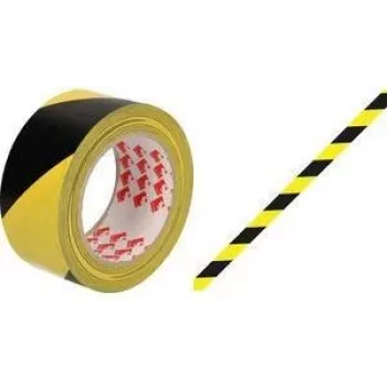 Taśma do oznaczania podłóg RAADHUIS, 50 mm x 33 m, czarno-żółta PVC, 1 rolka RD-351142-3