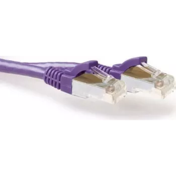 Fioletowy kabel krosowy ACT 15m LSZH S/FTP CAT6A z zatrzaskiem FB8715