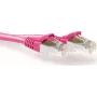 ACT Różowy kabel krosowy 0,5m LSZH S/FTP CAT6A z wtykami RJ45 bez zaczepów (FB8800)