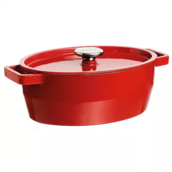 Pyrex żeliwna owalna brytfanna 5,8L czerwona 33x25cm