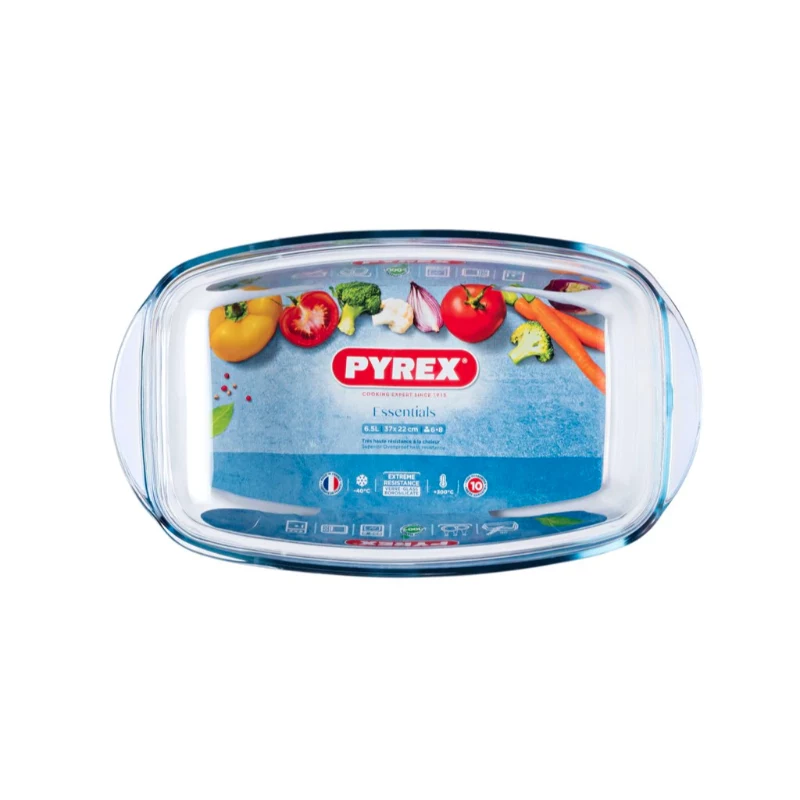 PYREX Szklane naczynie z pokrywką 4,5L Prostokątne Essentials 33x20x14cm