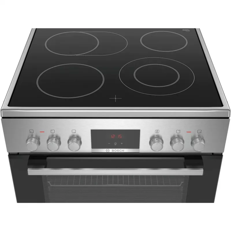 Bosch HKR39C250 Serie 4 Wolnostojąca Kuchenka Elektryczna z Płytą Ceramiczną, Stal Nierdzewna