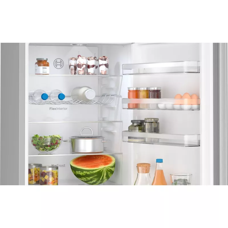 Bosch KGN392LBF Serie 4 Wolnostojąca Chłodziarko-Zamrażarka, wysokość 203 cm, klasa efektywności energetycznej B, srebrny Inox-Look