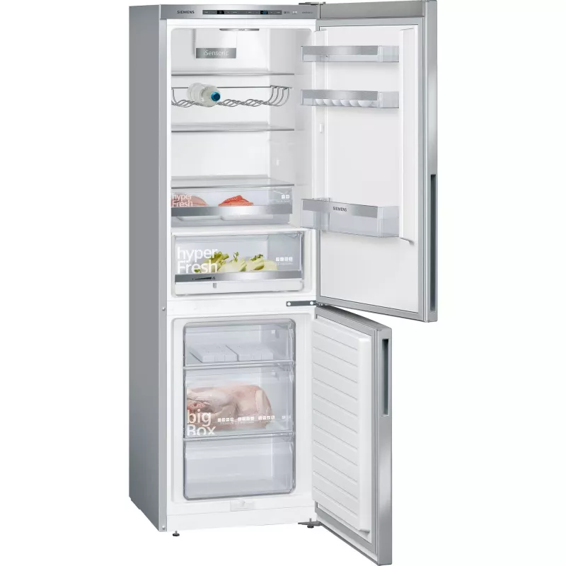 Siemens KG36EALCA iQ500 Wolnostojąca Chłodziarko-Zamrażarka, 186 cm, C, Stalowy Wygląd