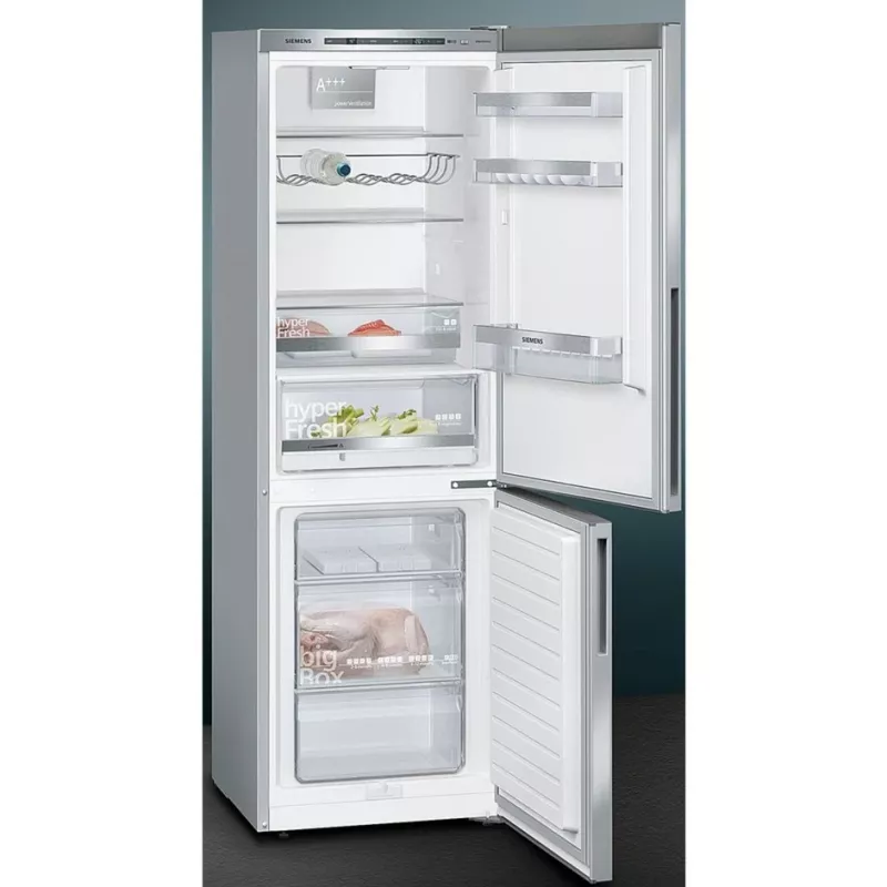 Siemens KG36EALCA iQ500 Wolnostojąca Chłodziarko-Zamrażarka, 186 cm, C, Stalowy Wygląd